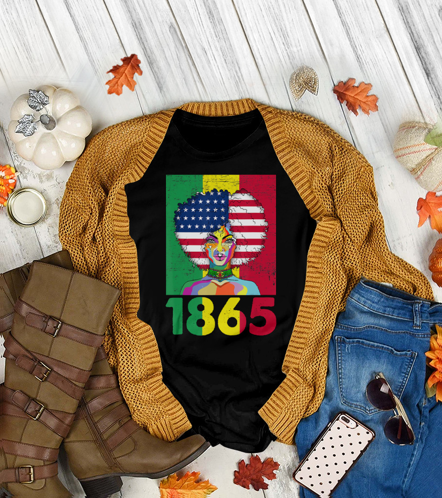1865 Juneteenth Dashiki American Flag T-Shirt