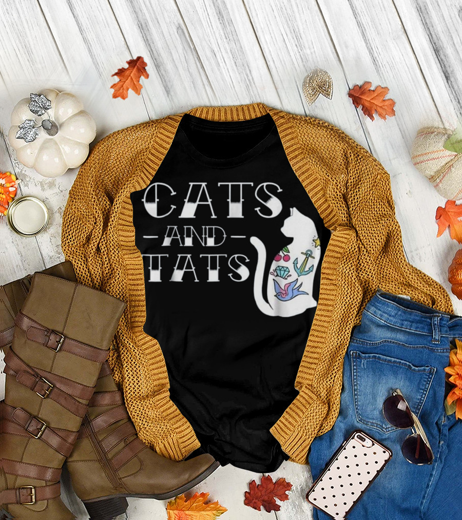 Cats and Tats Funny Tattoo T-Shirt