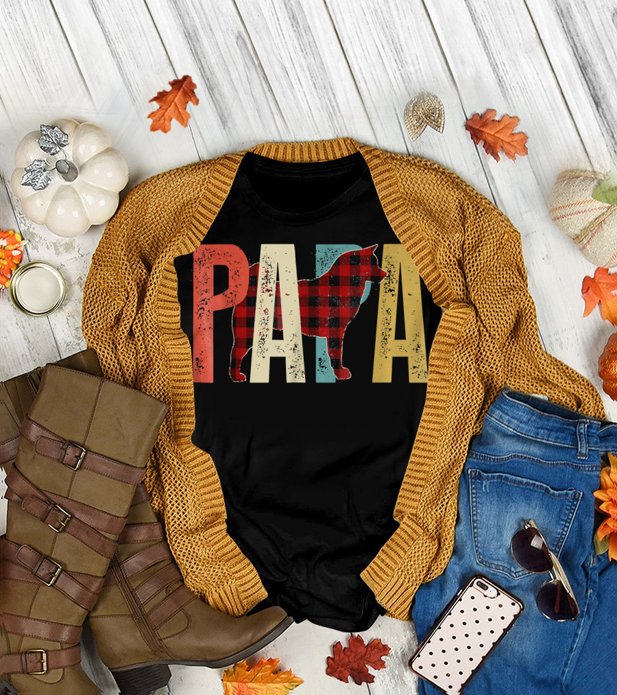 Papa American Akita Buffalo Plaid T-Shirt
