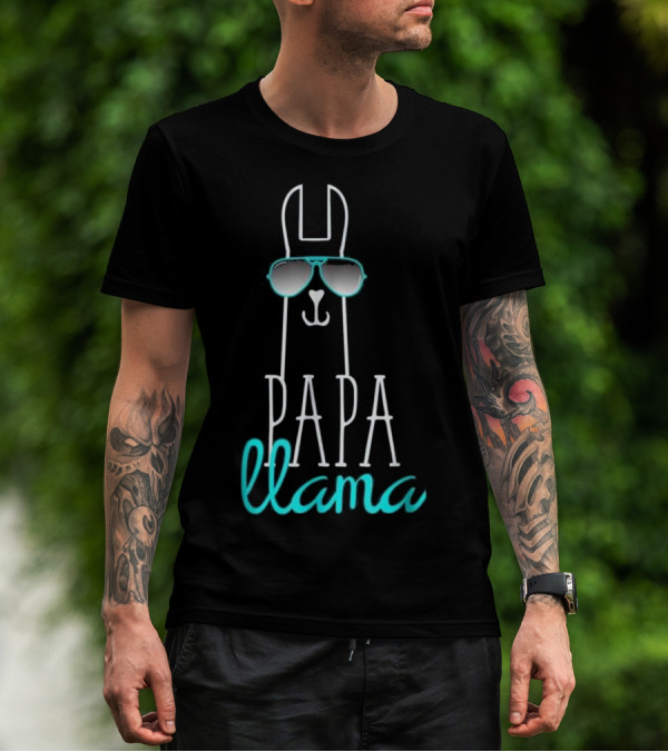 Papa Llama Cool Sunglasses Matching Dad And Son Father T-Shirt