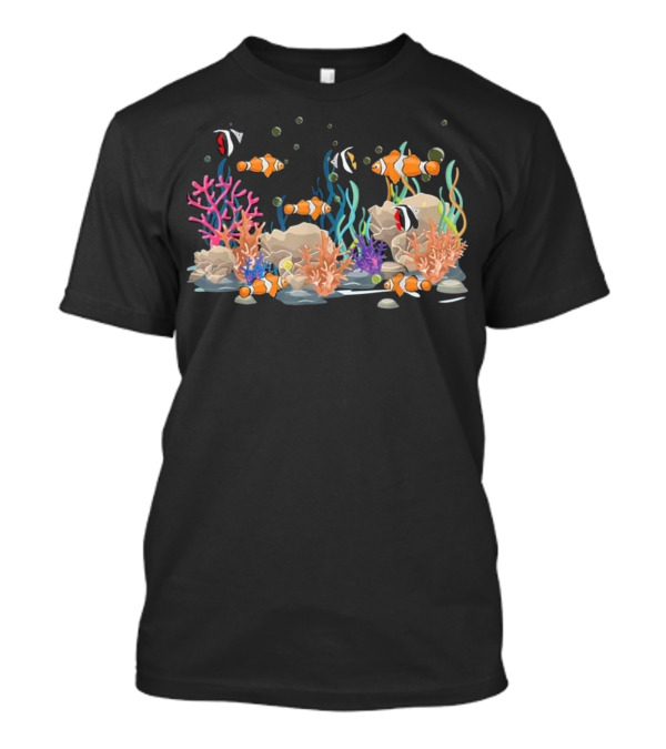 Cool Clown Fish Coral Reef Tropical Fish Vibrant Underwater Scene T-Shirt