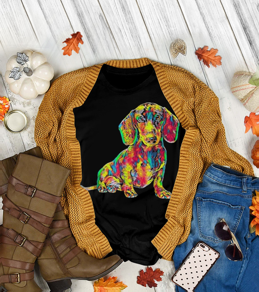 Vibrant Cool Dachshund Breed House Dog Pet T-Shirt