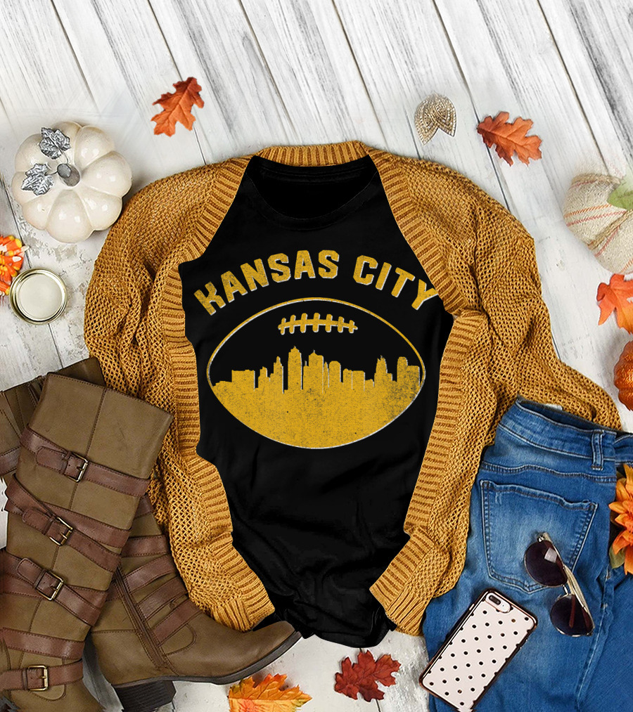 Kansas City Football Skyline KC T-Shirt