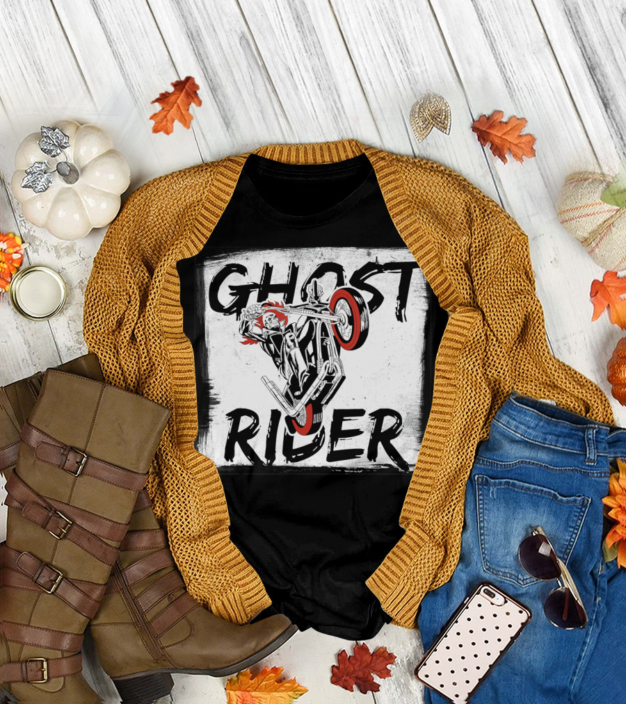 Ghost Rider Marvel Chalk Wheelie Burnout T-Shirt