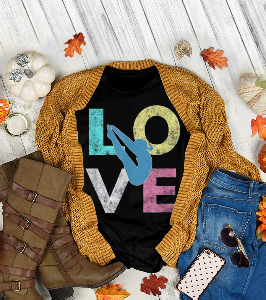 LOVE Cute Springboard Divers and Diving T-Shirt