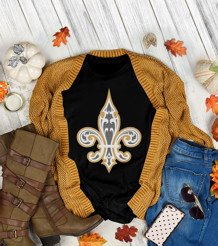 New Orleans Fleur-de-Lis Symbol Black and Gold T-Shirt
