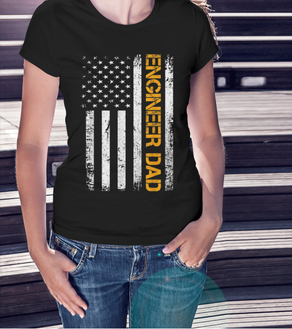 Vintage American Flag Engineer Dad USA T-Shirt