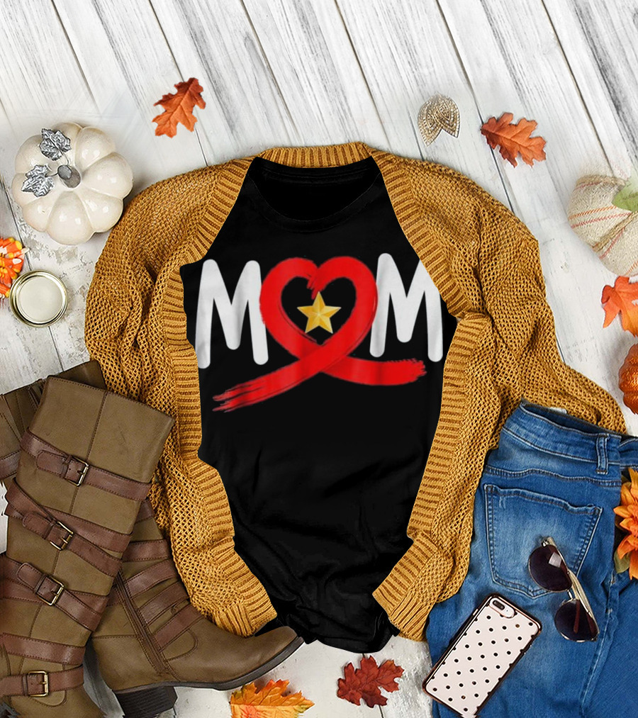 Gold Star Mother's Day Mom Heart T-Shirt