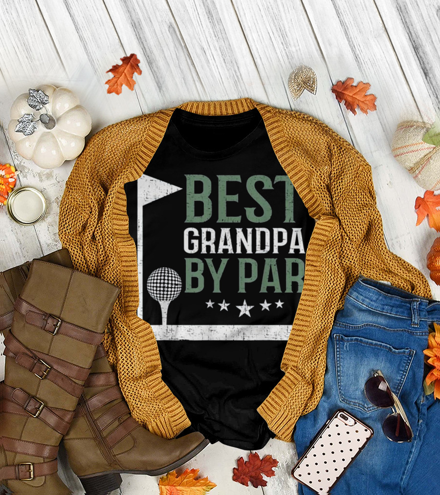 Best Grandpa By Par Golf Lover Fathers Flag Stars Golf Ball T-Shirt