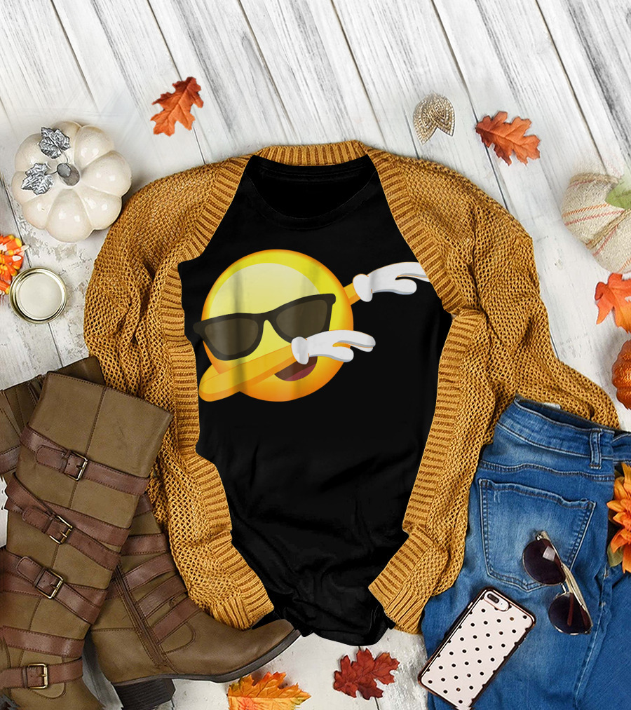 Funny Dabbing Emoji Cool Dab Sunglasses Emoji T-Shirt