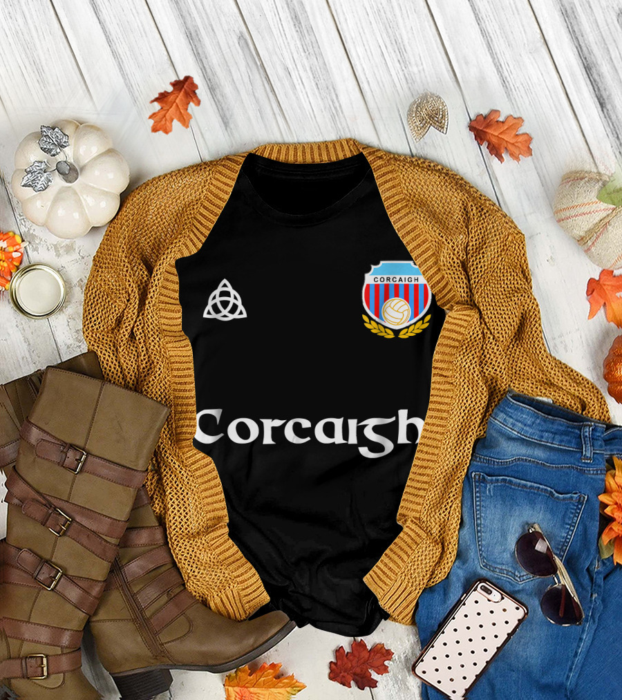 Corcaigh Gaelic Football Jersey Emblem with Crest and Triquetra T-Shirt