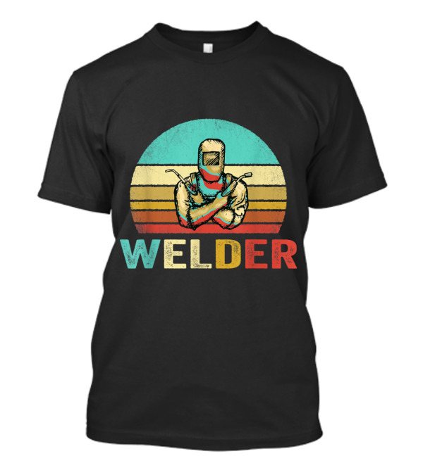 Welder Retro Welding Helmet Vintage Sunset Stripes T-Shirt