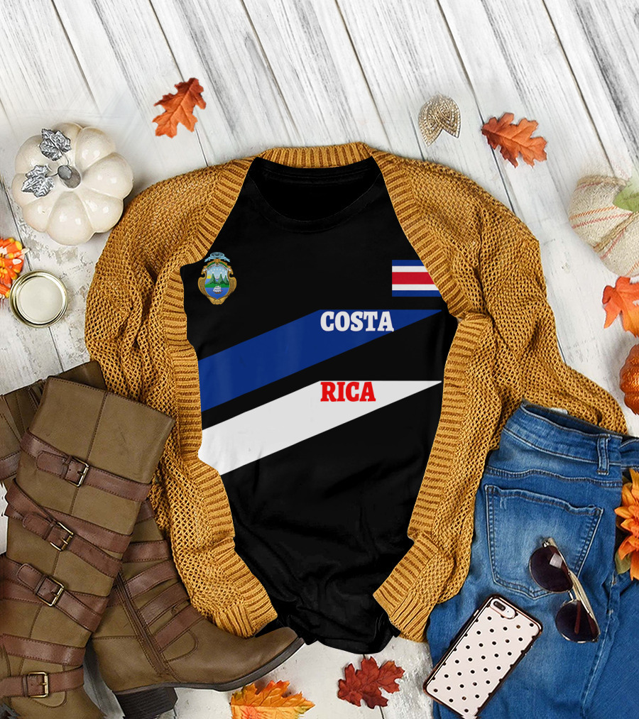 Costa Rica Flag Colors Emblem Soccer Travel T-Shirt