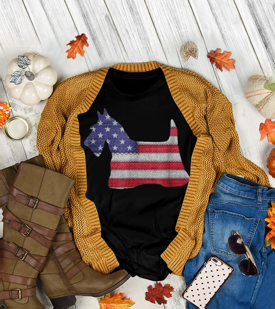 Patriotic American Flag Scottish Terrier T-Shirt