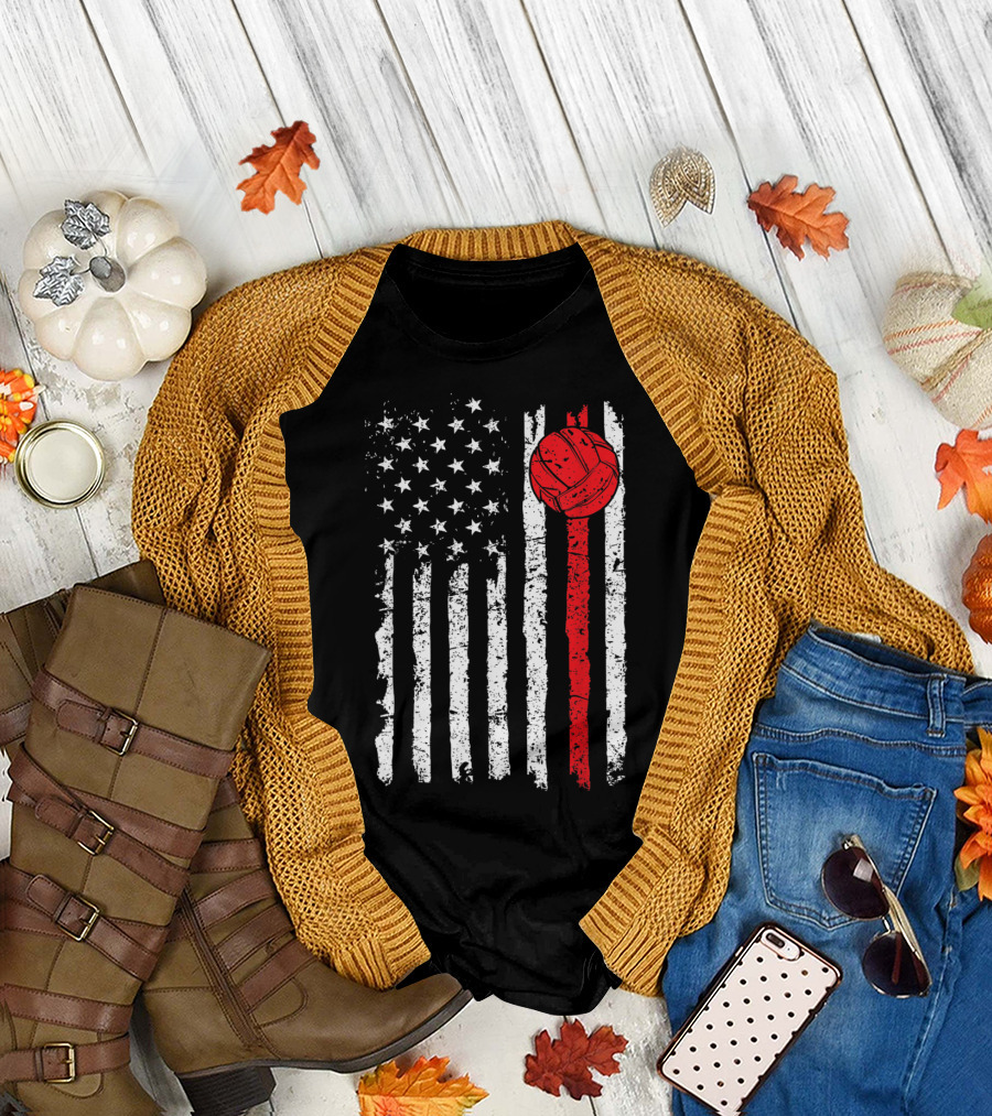 USA Flag Volleyball T-Shirt
