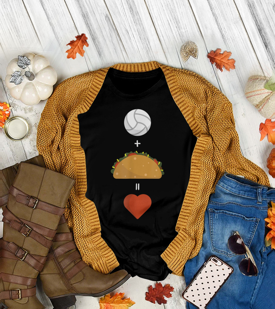 Volleyball Plus Tacos Equals Love T-Shirt