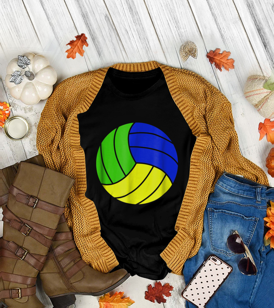 Volleyball Brazil Flag Colors Player Sphere T-Shirt
