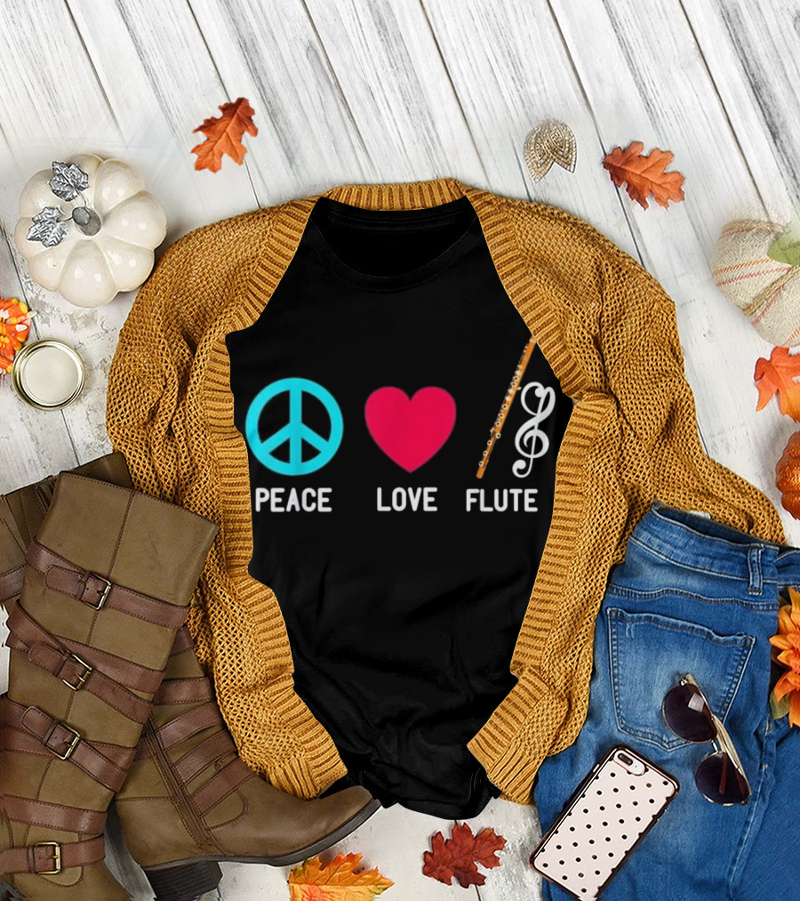 Peace Love Flute Music Player T-Shirt