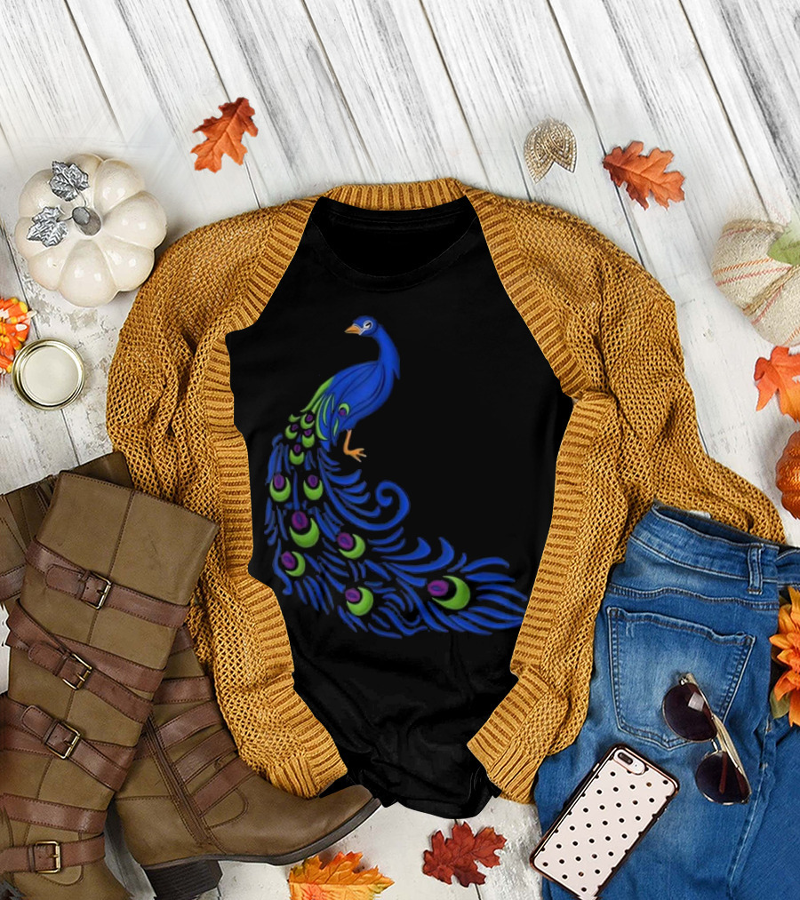 Peacock with Big Beautiful Plumage Display T-Shirt