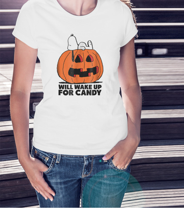 Peanuts Halloween Snoopy Will Wake Up For Candy T-Shirt