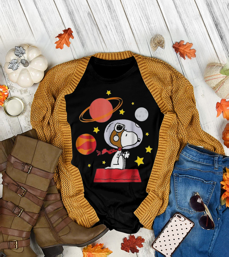 Snoopy Astronaut Adventures with Planets and Stars Peanuts T-Shirt