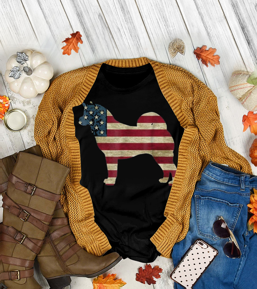 Akita Hound Dog Patriot Flag T-Shirt