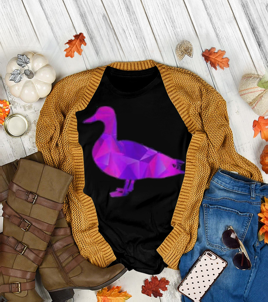 I Love Ducks Waterfowl Geometric Purple T-Shirt