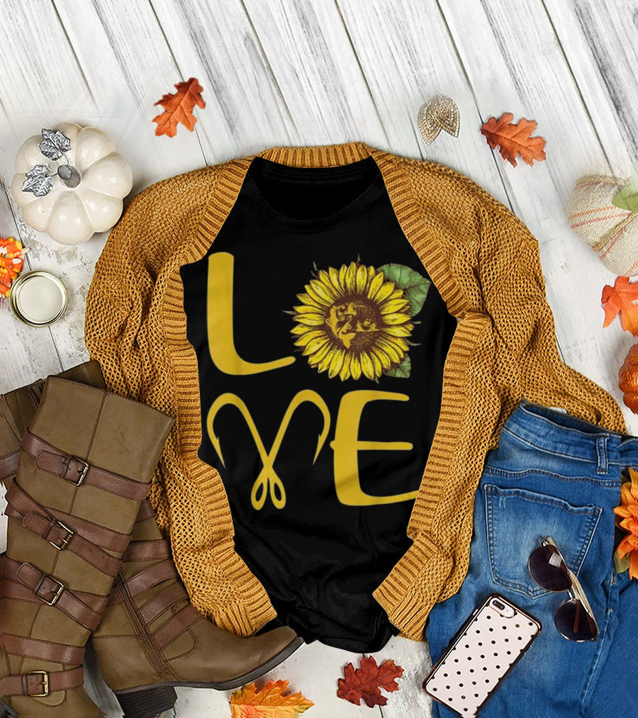 Love Sunflower Fishing Hook T-Shirt