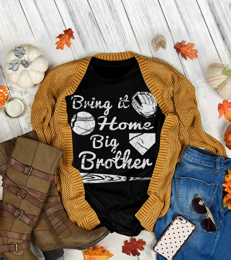 Bring It Home Big Brother Baseball Glove Bat Diamond T-Shirt