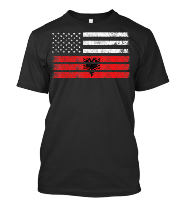 USA And Albania Flag Fusion With Stars And Eagle T-Shirt