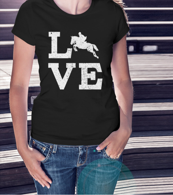 LOVE Horse Jumping Enthusiast Rider T-Shirt