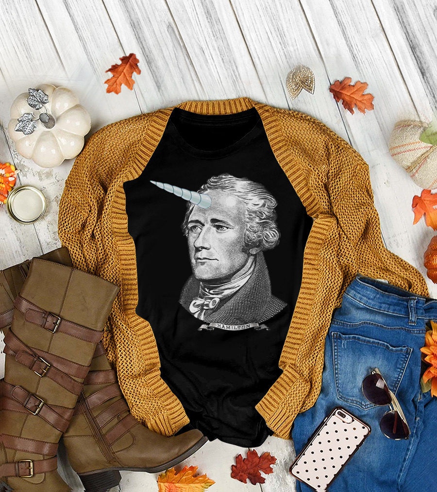 Alexander Hamilton Unicorn Horn Bust Image T-Shirt