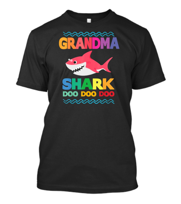 Grandma Shark Doo Doo Doo Colorful Cartoon T-Shirt