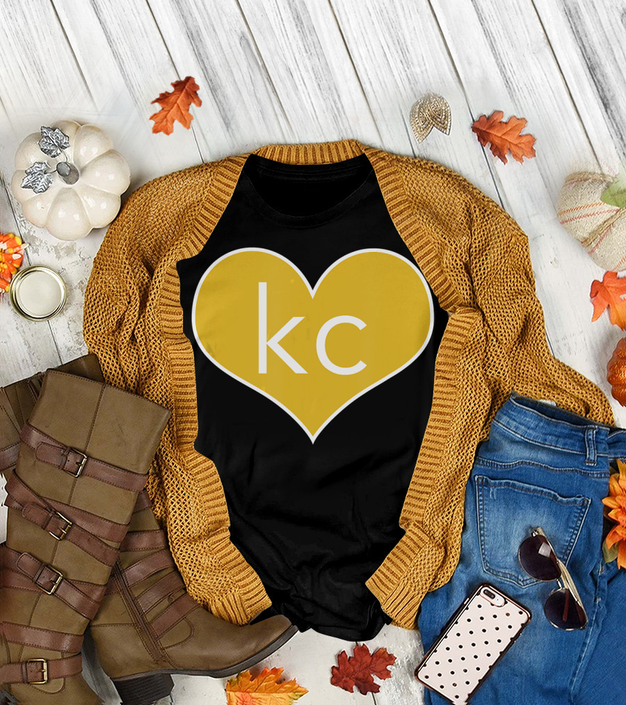 Kansas City Heart KC Yellow Heart T-Shirt