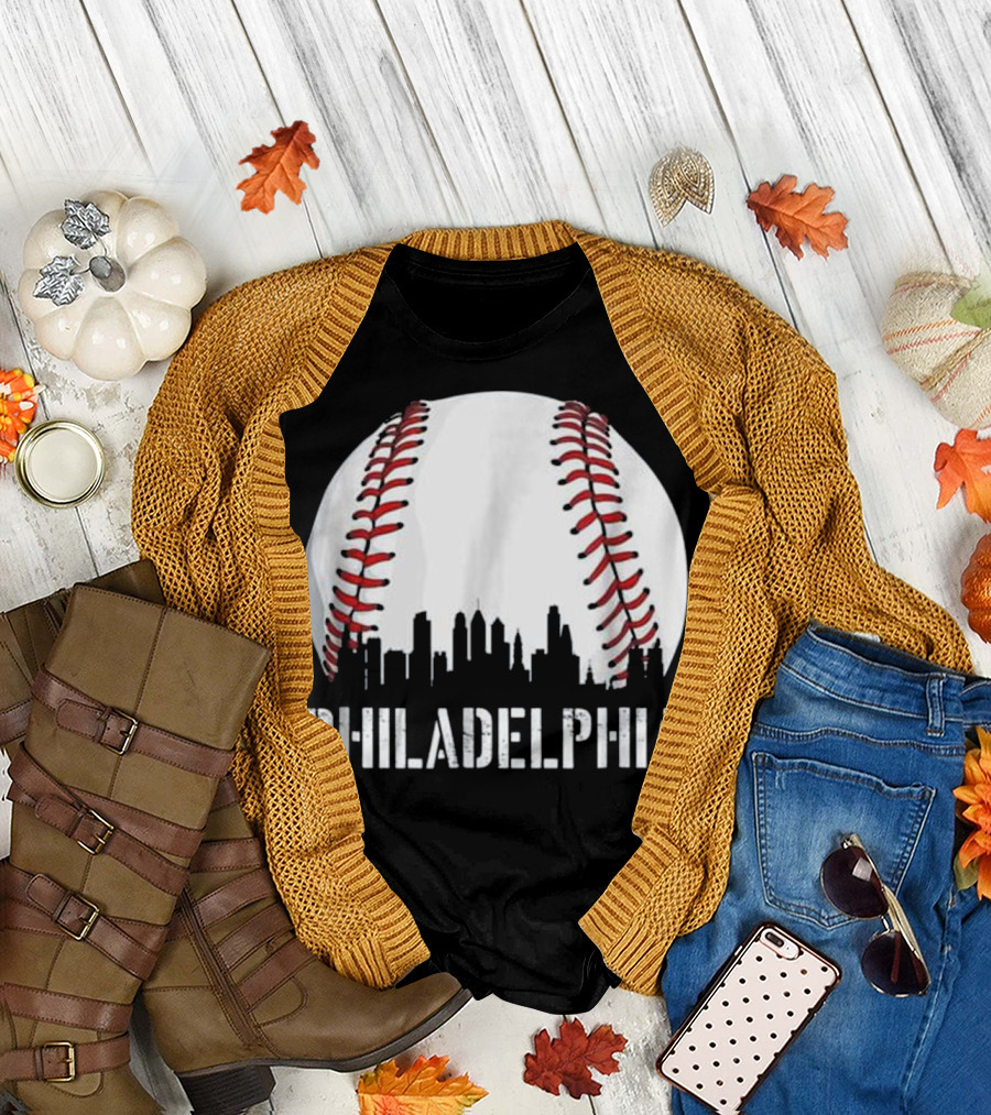 Philadelphia Baseball Philly Downtown Skyline T-Shirt