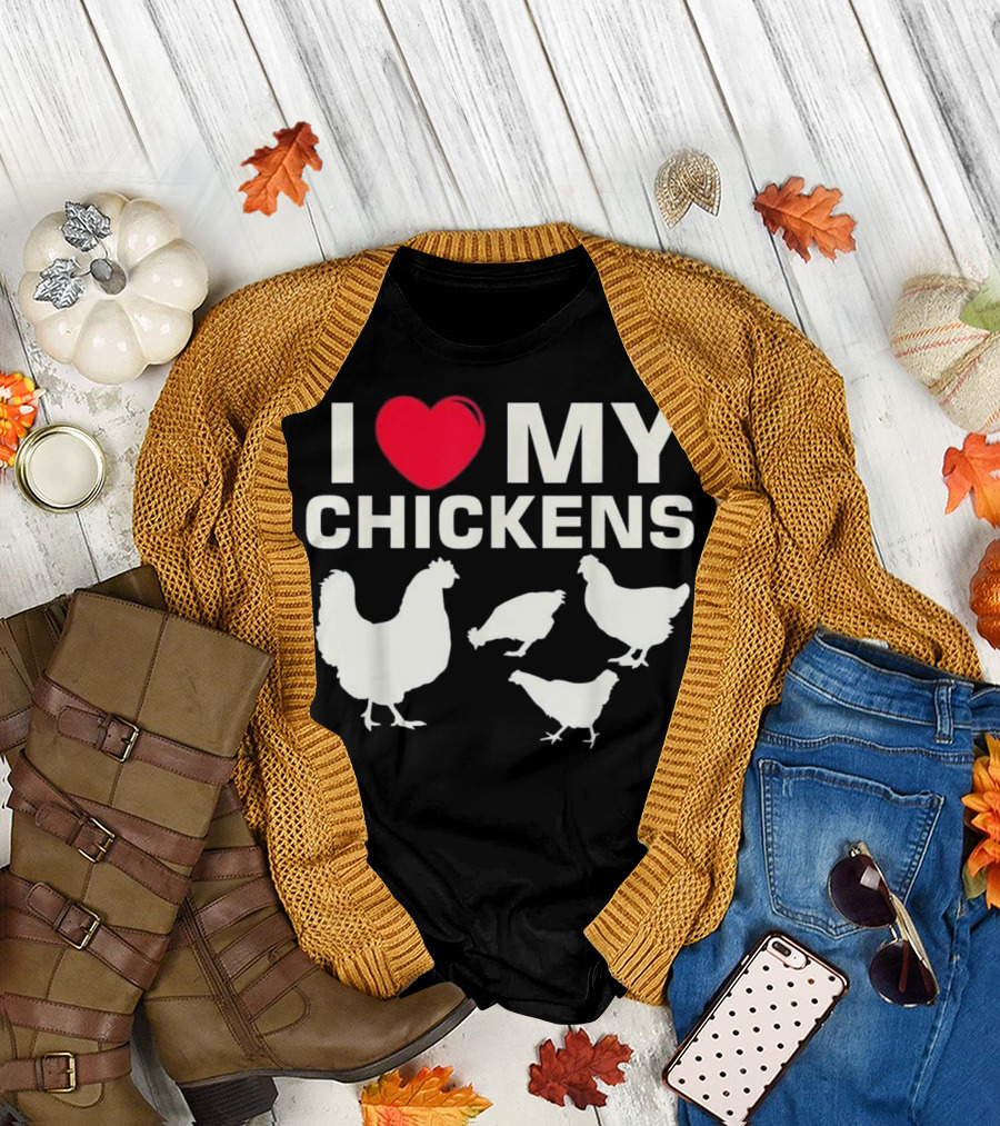I Love My Chickens I Red Heart My Chickens T-Shirt