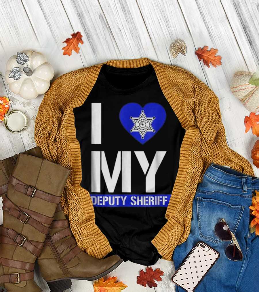 I Love My Deputy Sheriff Badge Heart T-Shirt