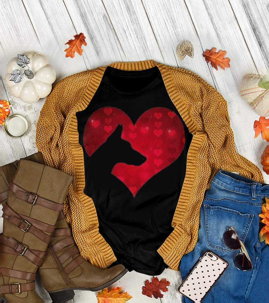 Heart Silhouette with I Love My Doberman Dog T-Shirt