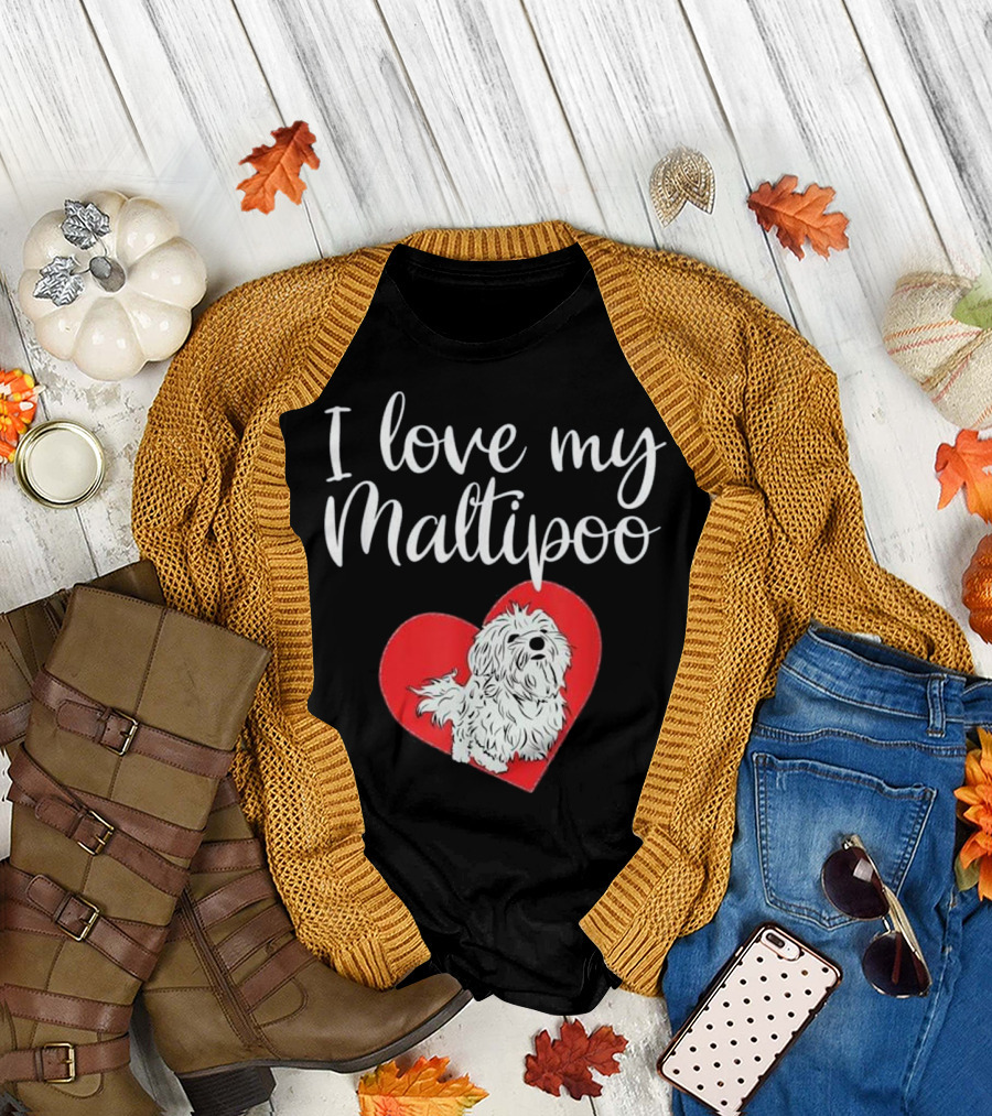 I Love My Maltipoo Maltese Poodle Heart T-Shirt