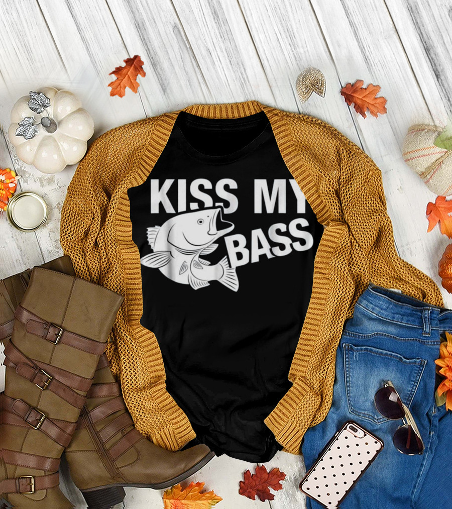 Funny Fishing Kiss My Bass Fish Humor T-Shirt