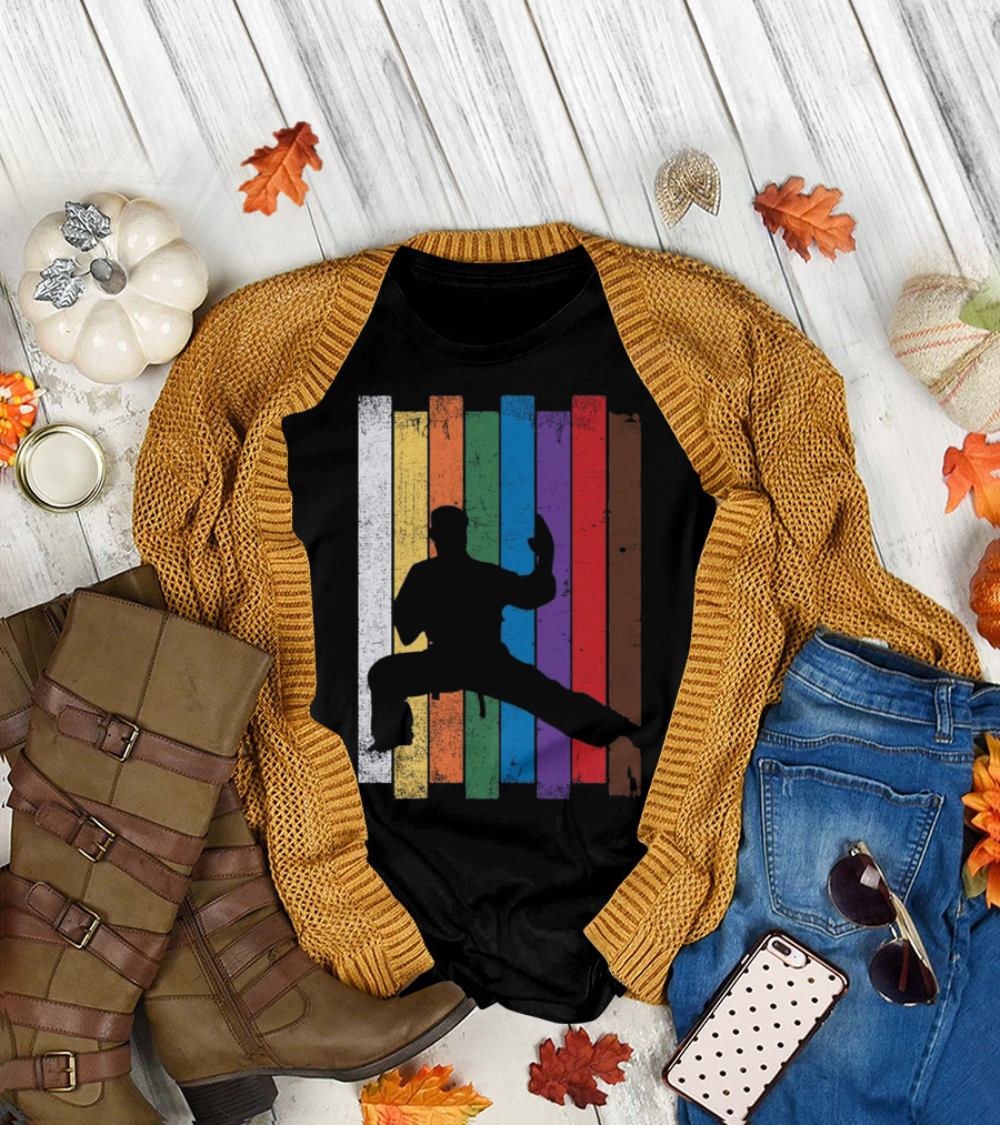 Karate Belt Colors Silhouette Martial Arts Pose T-Shirt