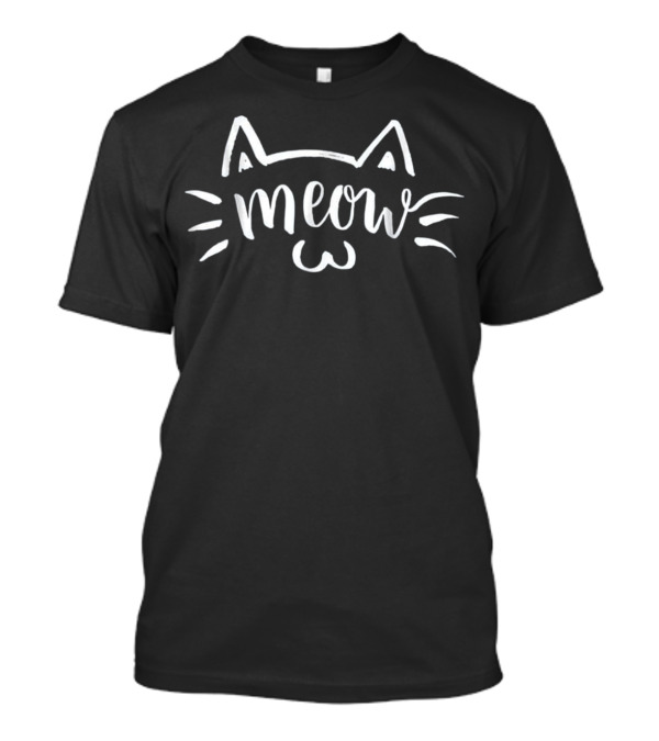 Kawaii Kitty Cat Meow Whiskers Ears Face Brush Let T-Shirt