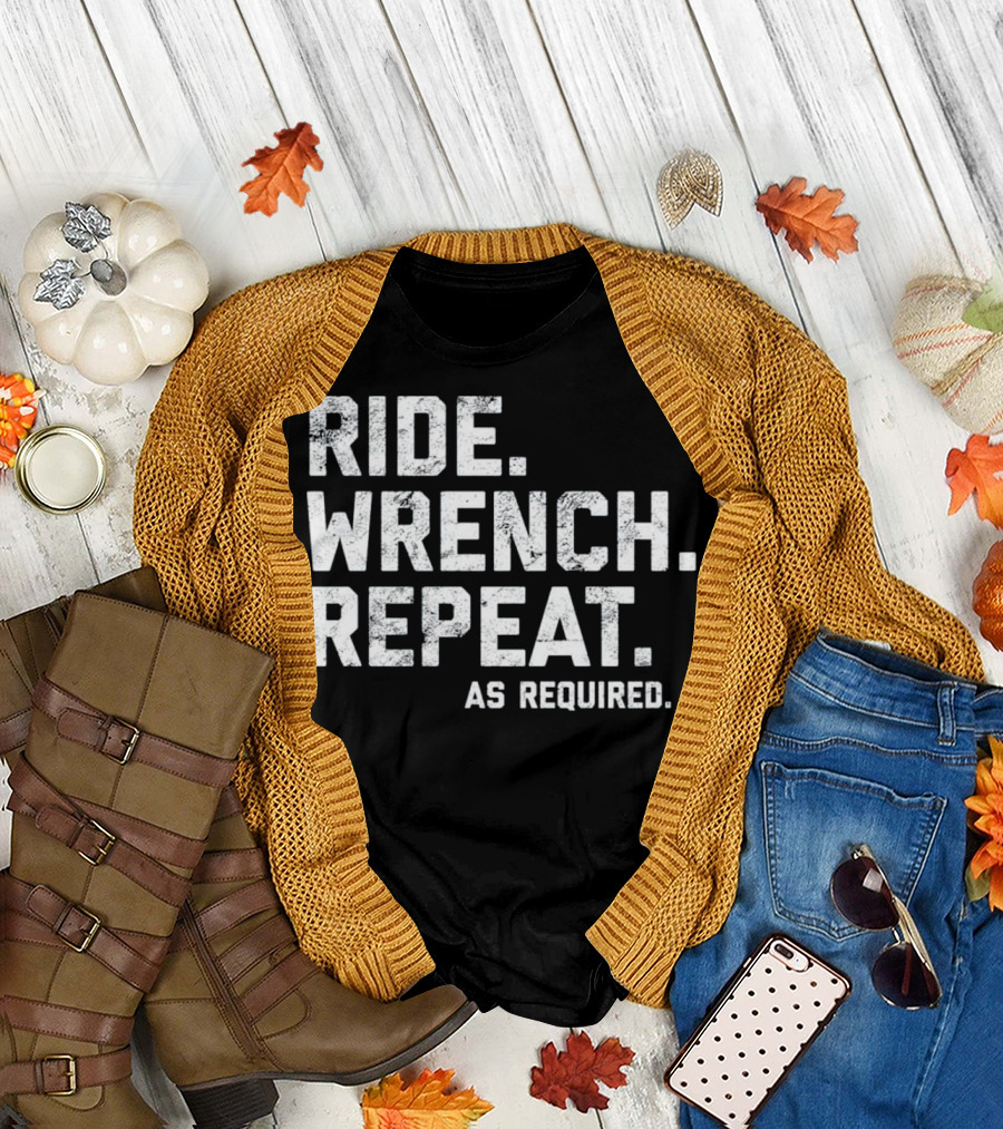 Ride Wrench Repeat As Required Motorcycle Mechanic Fun T-Shirt