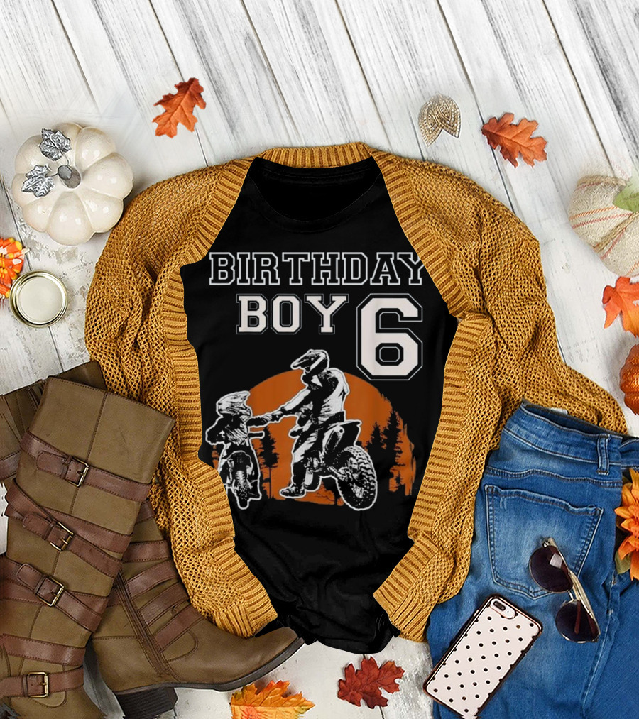 Birthday Boy 6 Dirt Bike Riding Forest Adventure T-Shirt