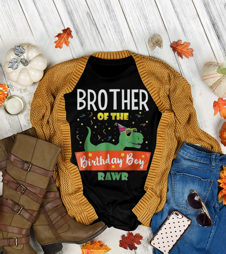 Brother of the Birthday Boy Dinosaur Fun Rawr T-Shirt