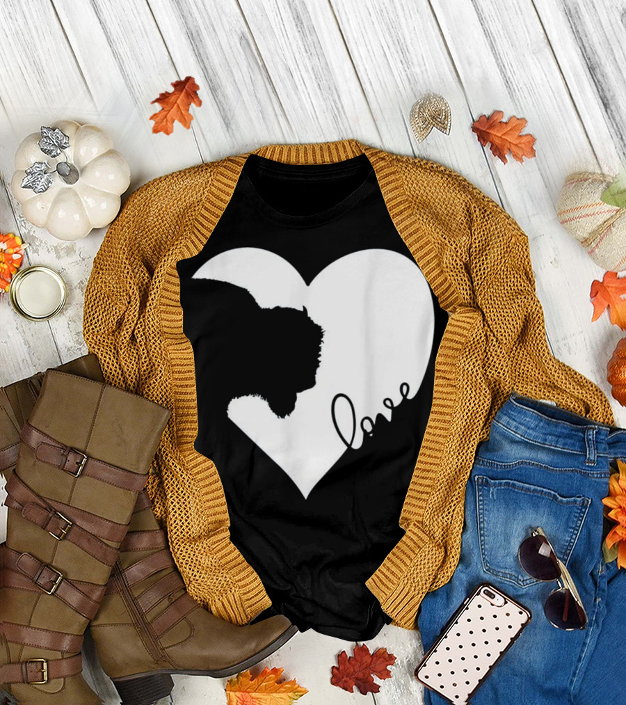 Heart Shaped Bison Silhouette Love T-Shirt