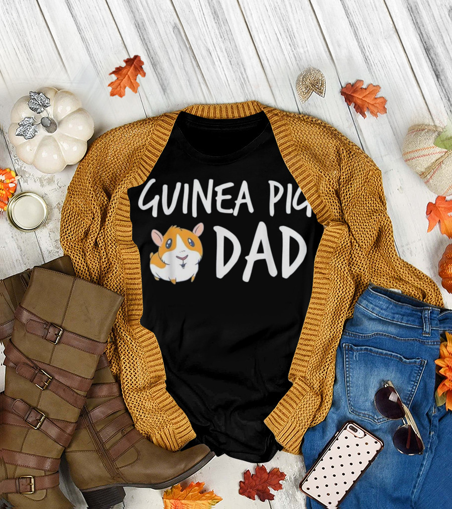 Guinea Pig Dad Pet Animal Lover Cute Cartoon T-Shirt