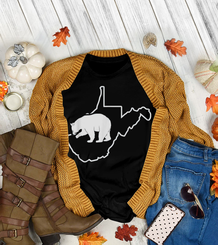 Black Bear West Virginia Bow Hunting Map Outline T-Shirt