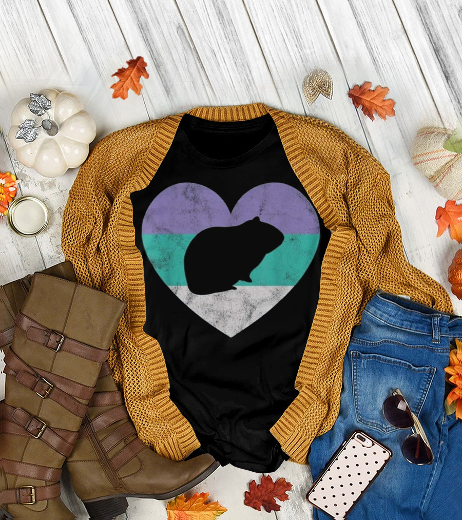 Guinea Pig Heart with Purple, Green, and White Stripes T-Shirt