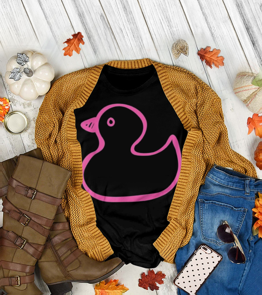 Pink Outline Duck Tshirt Neon Rubber Ducky T-Shirt